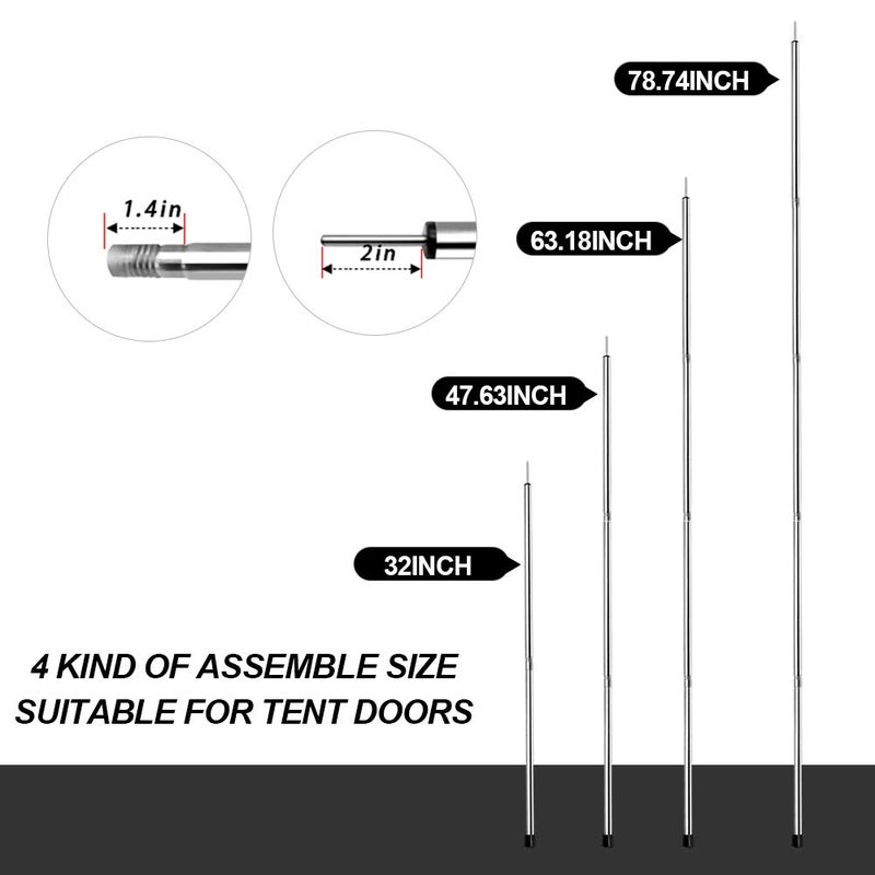 SAN LIKE SAN Got Nomad 6.6' Telescoping Tent Poles Set of 2 - Rooftop Tents, Canopy & Awning Poles - Image 2
